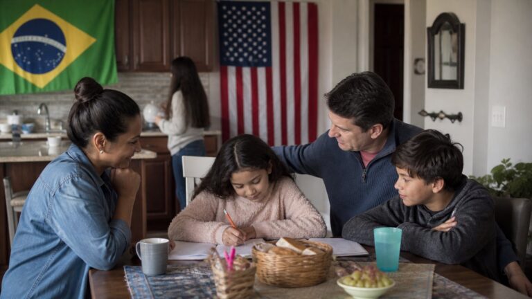 Famílias que vivem entre duas culturas